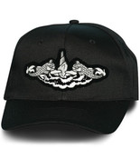 NAVY SUBMARINE DOLPHIN BLACK MILITARY EMBROIDERED HAT CAP - £26.71 GBP