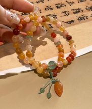 Small pumpkin jade braided rope beaded bracelet women&#39;s new ancient style  - $19.80