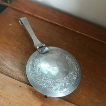 Vintage Small Poinsettia Etched Slightly Hammered Aluminum Crumb Catcher... - $11.29