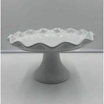 10&quot; Ceramic Dessert Cake Stand | Ivory Color | Scalloped Edge - £10.93 GBP
