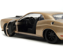 2012 Dodge Challenger SRT8 Gold Metallic w Black Hood Pink Slips Series 1/32 Die - £16.12 GBP