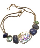 KENNETH COLE New York Double Chain lapis  With Abalone Necklace - $563.24 MXN