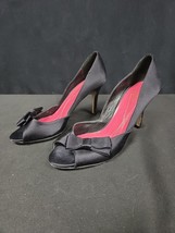Kate Spade Evie Black Satin D&#39;Orsay Open Toe Heels Pumps Shoes Size 7.5 - $34.95