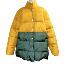 Nwt WHO WHAT WEAR Damen L Gelb Grün Langärmelig Puffer Jacke Mit Druckkn... - $19.89