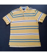 Tommy Hilfiger Vintage Yellow Blue Multicolor Striped Polo Size 2XL 100%... - £18.37 GBP