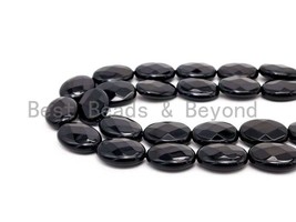 Quality Faceted Oval Black Onyx Beads Natural Stones, Gemstones Beads, Black - $9.90+