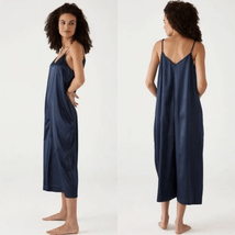 Mersea Coco Satin Sailor Jumpsuit Slate Blue S M Lounge Relax Pajama - $46.08