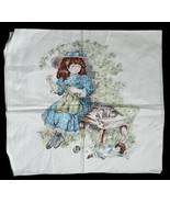 Daisy Kingdom Cotton Fabric Pillow Panel Victorian Girl Cat Doll Blue Qu... - $20.53 CAD
