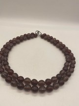 Vintage - Chunky Maroon Beaded Double Strand Necklace - $29.00