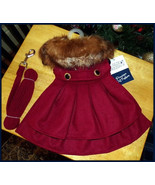 NWT Wool Fur-Trimmed Dog Harness Burgundy Coat by Doggie Design  Small ~... - $24.55 CAD+