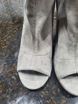 Noni Women&#39;s Gray Textile Upper Mid Calf Peep Toe Block Heels Casual Boo... - $30.00