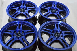 New DDR ZK16 15x6.5 4x100/114.3 38mm Black/Blue 15" Wheels Rims (Set of 4) - $639.00