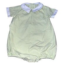 Little English Infant Gingham Romper 18M Green White Cotton Blend Baby O... - £26.60 GBP