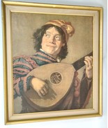 Frans Hals The Lute Player 29x25&quot; Hardboard Print Framed Fool Jester Rar... - $445.49