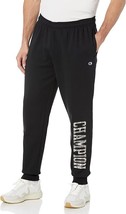 Champion Men&#39;s Powerblend Standard-Fit Logo on Leg Fleece Joggers Black-Medium - £22.53 GBP