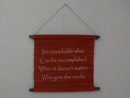 FABRIC WALL HANGING 14 X 17 SCROLL WORD ART INSPIRATIONAL QUOTE CRIMSON RED - £10.81 GBP