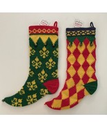 Vintage Set of 2 FIGI Jester Knit Christmas Stocking 15.5&quot; New with Tags... - $23.53
