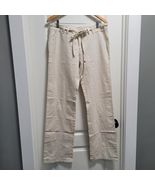 ZENANA Beige Linen Blend Wide Leg Pants Waist Drawstring Lounge Size L NWOT - $361.54 MXN