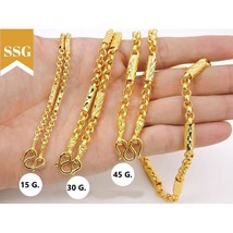 Necklace 15 30 45 G.Type Segment Tube 18K 24K Thai Baht Yellow Gold Plated 24&quot; - £31.00 GBP+