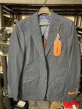Tallia Men&#39;s Linen/Cotton Solid Slim Fit Blazer in Indigo-Size Medium 36... - $59.99