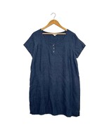 Pure J Jill Top Womens Medium Blue Linen Tunic Henley Lagenlook Cottage ... - $555.34 MXN