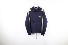 Vintage 90s Puma Womens Size Large Spell Out Half Zip Pullover Jacket Navy Blue - $49.45