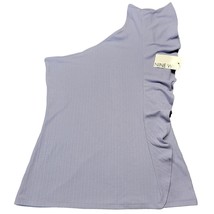 Nine West Women Shirt Size M Purple Stretch Preppy One Shoulder Cap Slee... - £15.65 GBP