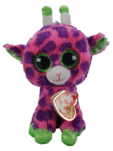 Ty Beanie Boos 6&quot; Gilbert The Giraffe Plush Stuffed Animal Toy Pink Purp... - £8.13 GBP