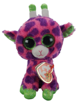 Ty Beanie Boos 6&quot; Gilbert The Giraffe Plush Stuffed Animal Toy Pink Purp... - $10.36