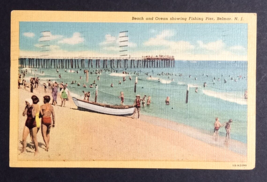 Belmar Beach NJ Ocean Fishing Pier Boat Linen Curt Teich Postcard c1950s - £6.46 GBP