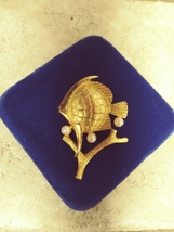 Gold  Fish Pin Vintage Designer Piece - $12.95