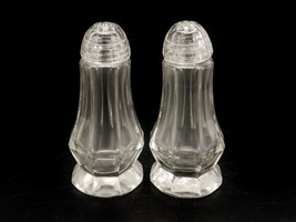 Vintage Glass Salt &amp; Pepper Shakers, Tapered Octagon, Footed, Dome Screw... - £23.02 GBP