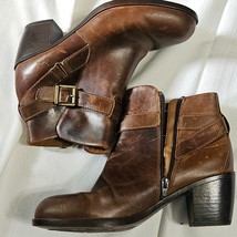 BOC Leather Upper Ankle Booties Side Zip Buckle Strap Cuban Heels Womens... - €16,21 EUR
