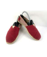 TOMS Loafers Women 8 M Alpargata Shoes White Red Canvas Striped Slip-On ... - $360.37 MXN