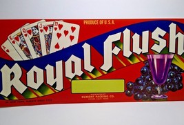 Royal Flush Crate Label Heart Playing Cards Original 1960s Vintage Fruit Grapes - £6.50 GBP
