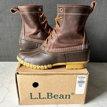 LL Bean Women&#39;s Duck Boots Brown Leather Insulated Waterproof Lace Up - ... - $123.45