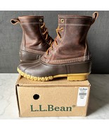 LL Bean Women&#39;s Duck Boots Brown Leather Insulated Waterproof Lace Up - ... - $2,350.42 MXN