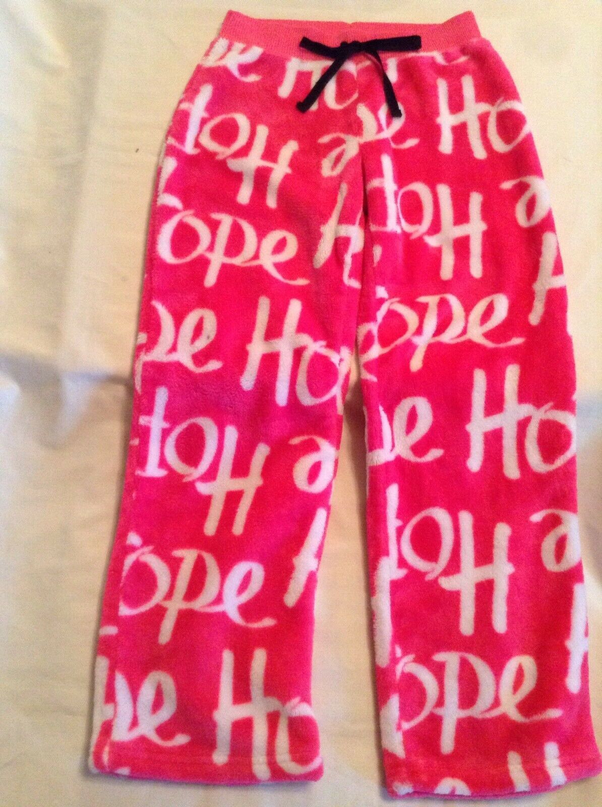 Primary image for Size 10 Justice pajama bottoms Breast Cancer Awareness lounge sleepwear Hope 