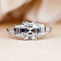 Asscher Cut 2.85Ct Simulated Diamond 925 Sterling Silver Engagement Ring Size 7 - £109.47 GBP