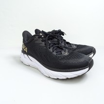 Hoka Clifton 7 Running Shoes Sneakers Black Women Size 9.5 Gold White Walking - £30.07 GBP