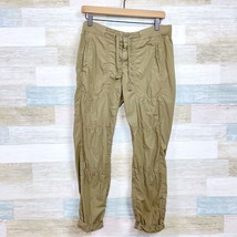 Lou &amp; Grey Garment Dye Rib Waist Poplin Drawstring Pants Green Casual Wo... - $24.74