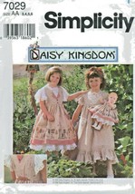 Simplicity 7029 Girls Daisy Kingdom Dress 17 inch Doll Clothes Pattern UNCUT FF - £19.40 GBP