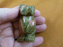 (Y-BEA-ST-728) Green orange STANDING BEAR gemstone carving FIGURINE I lo... - £13.70 GBP