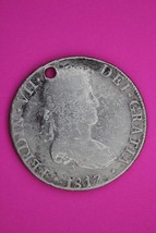1817 Bolivia Spanish 8 Reales King Ferdin VII Silver Coin Pendant Holed 14 - $90.44