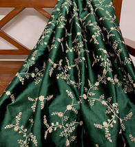 Indian Green gold Embroidered Fabric, Dress, Gown, Drapery Bridal Wedding -NF740 - £9.86 GBP - £11.83 GBP