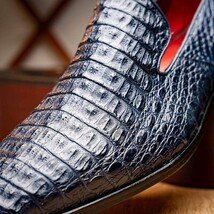 genuine caiman crocodile slip on Shoes Trento Navy image 11