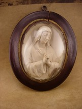 Antique madonna Framed Icon - Meerschaum Mary praying - Bubble glass Catholic Re - £263.88 GBP