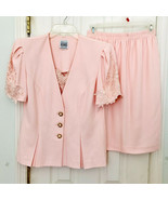 R &amp; M Richards By Karen Kwong Pink Vintage 2 Piece Jacket &amp; Skirt Set Si... - €28,40 EUR