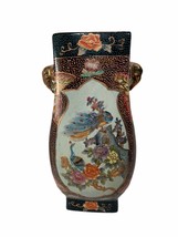 Vintage Handpainted Vase 18” Floral Peacock Birds Rose Moriage Cloisinne Gold - £92.41 GBP