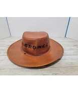 Vintage FORD Bronco Leather Brown Cowboy Hat Embroidered Logo Spell Out - $129.99